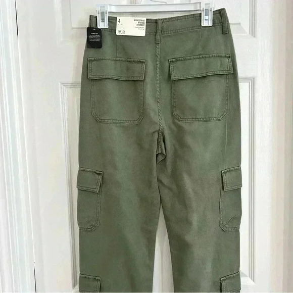 A.N.A. Cargo Pants Size 4 NWT High Rise Vintage Straight Leg Tencel Cotton Green - Picture 5 of 10